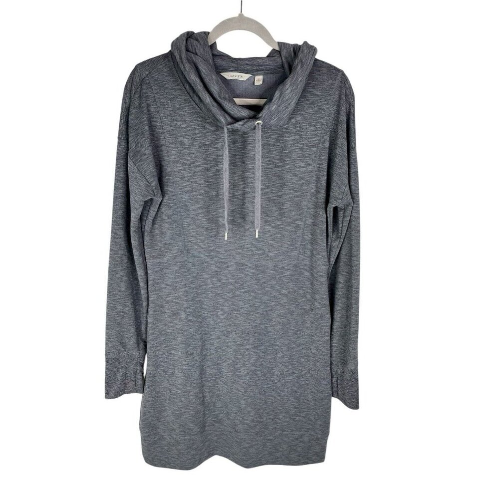 ATHLETA Women's Gray Gym To Street Sport It Cowl Neck Sweater Tunic Medium